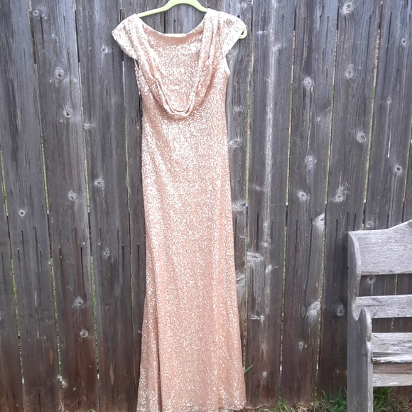 Sorella Vita SV Gold Sequin Dress Low Back Size 10 Gorgeous Gown Bridal Prom - Picture 12 of 16